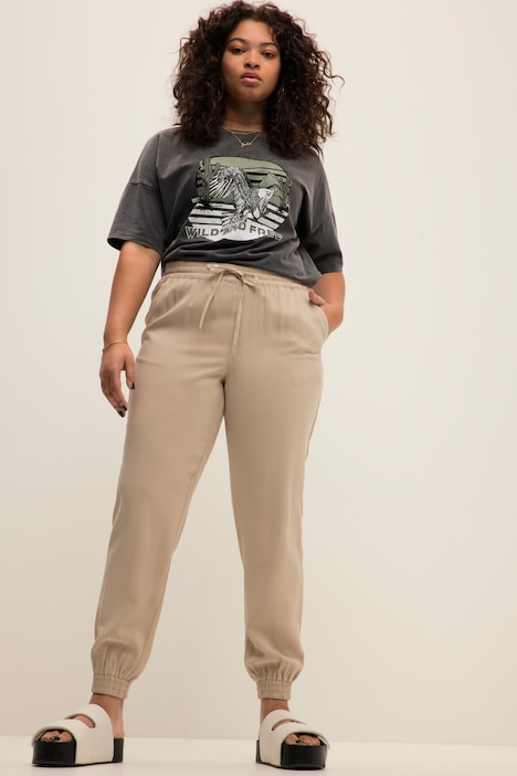 Jogginghose, wide Legs, Elastikbund, Elastastiksaum