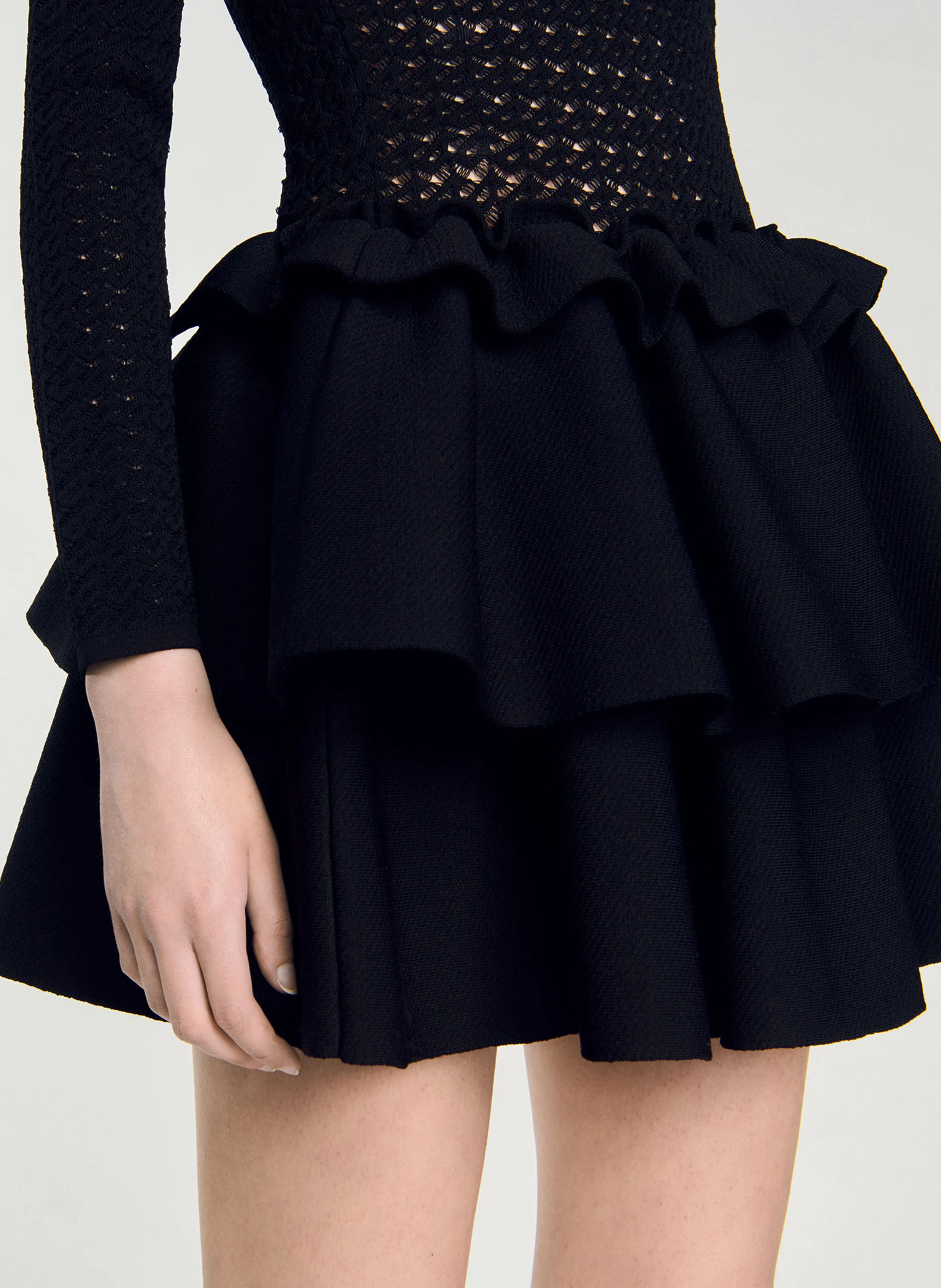 Robe courte à volants | Noir
