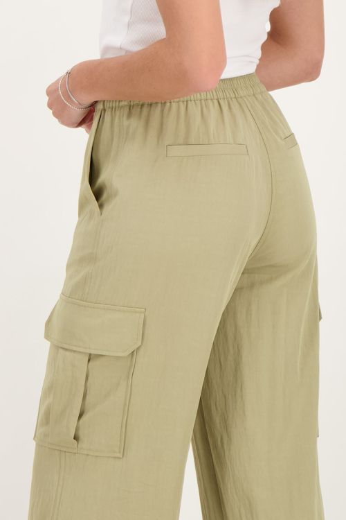 Groene cargo broek met elastieken tailleband