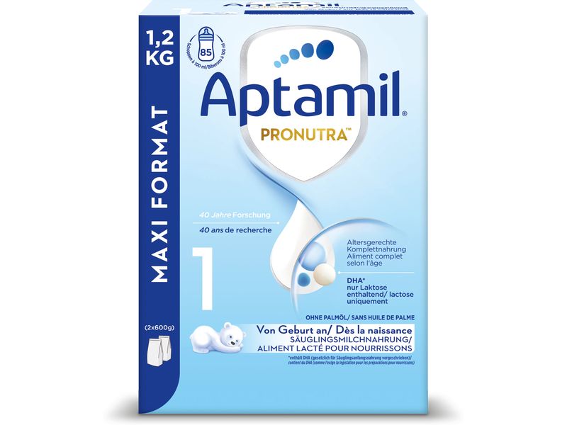 Aptamil Anfangsmilch Pronutra 1, 2x 600 g Säuglingsmilchnahrung Bag in Box