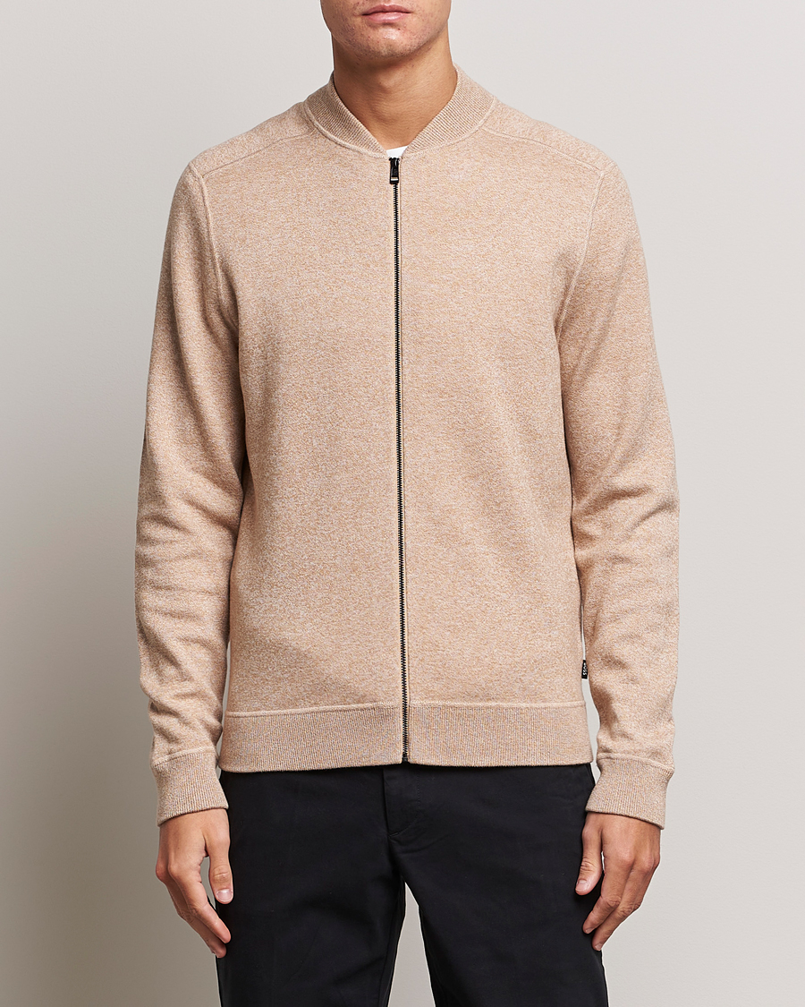 BOSS BLACK Onorto Full Zip Sweater Medium Beige