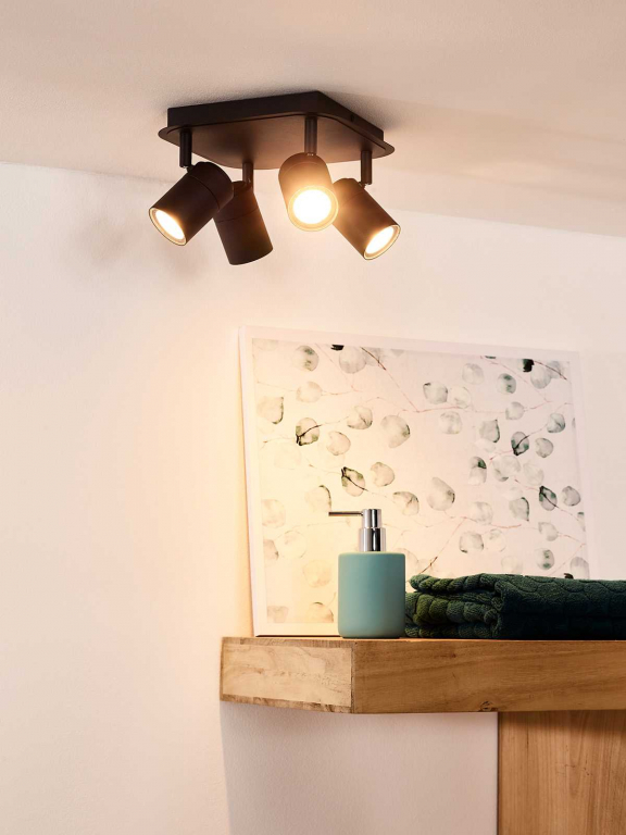 Lucide Lennert 4 spot LED badkamer IP44 zwart
