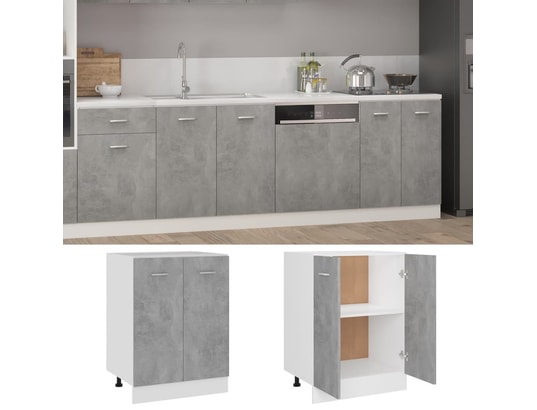 VIDAXL - Meuble bas Armoire de cuisine gris béton 60x46x81,5 cm aggloméré