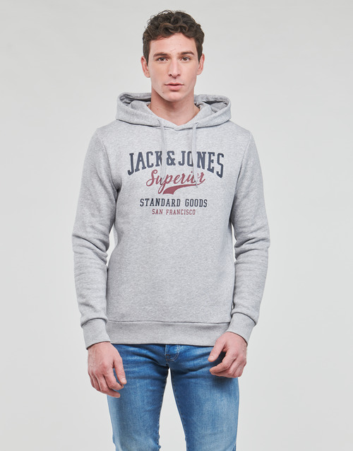 Jack & Jones - JJELOGO SWEAT HOOD - Gris