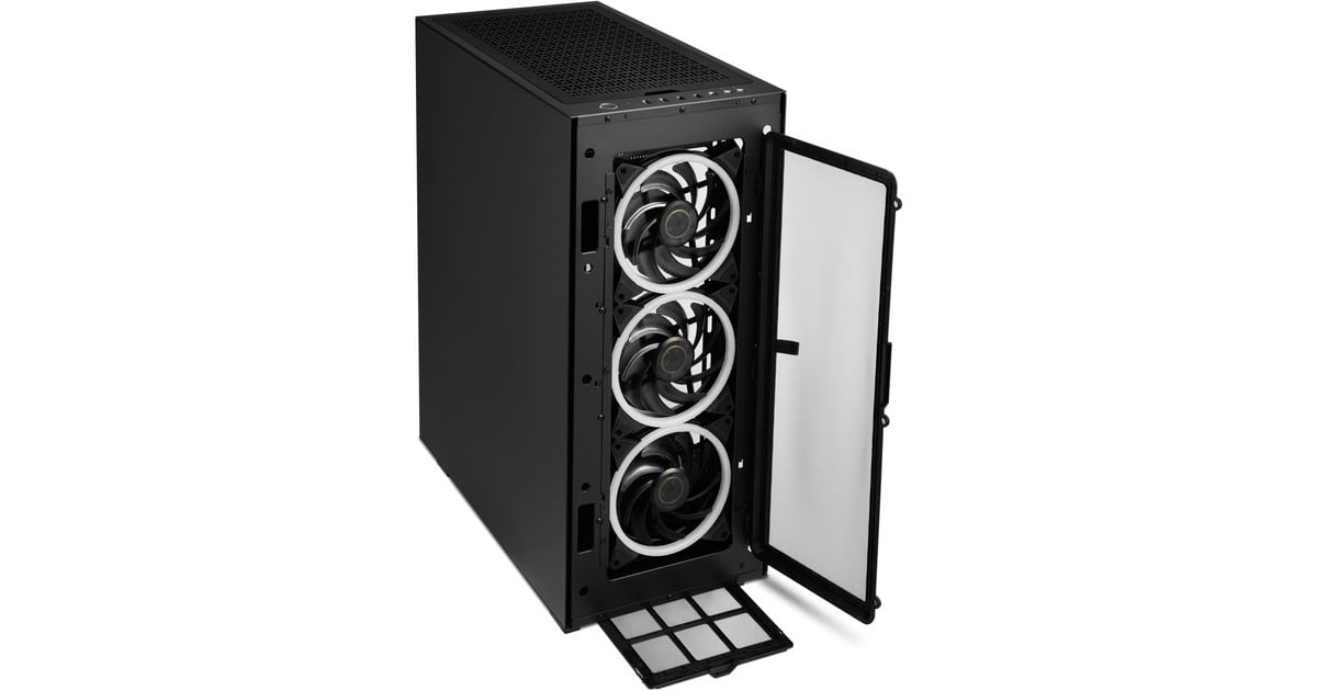SharkoonREV300 midi tower behuizing  (Zwart | 4x USB-A | 1x USB-C | RGB | Tempered Glass)