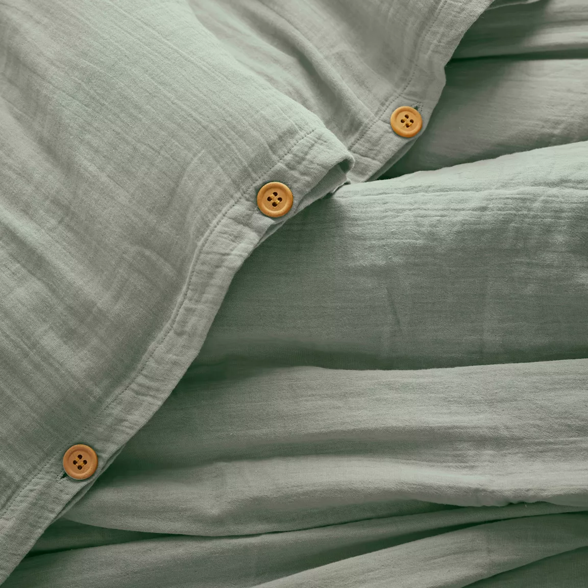 Housse de couette gaze de coton (280 x 240 cm) Gaïa Vert eucalyptus