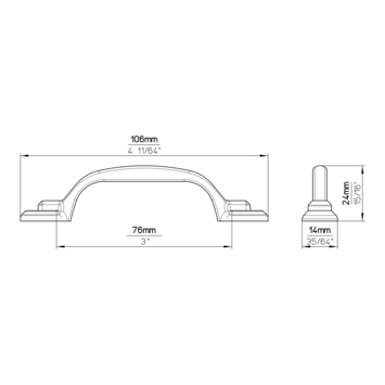 Greep Fenna messing glans 105mm