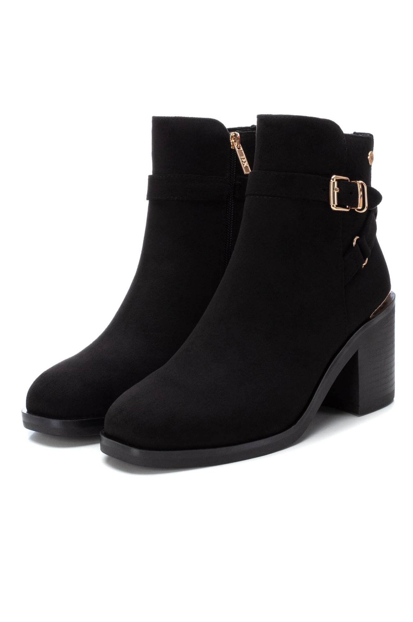 Botas de tornozelo femininas em camurça preta