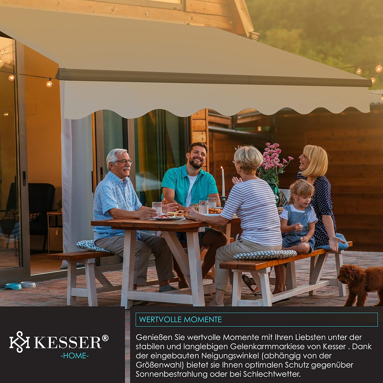 KESSER® Gelenkarmmarkise Markise Gelenkmarkise 300 x 250cm Terrassenmarkise Klemmmarkise Sonnenmarkise inkl. Wandhalterung Sonnenschutz Balkonmarkise wasserabweisend Alu/Polyester, Grau