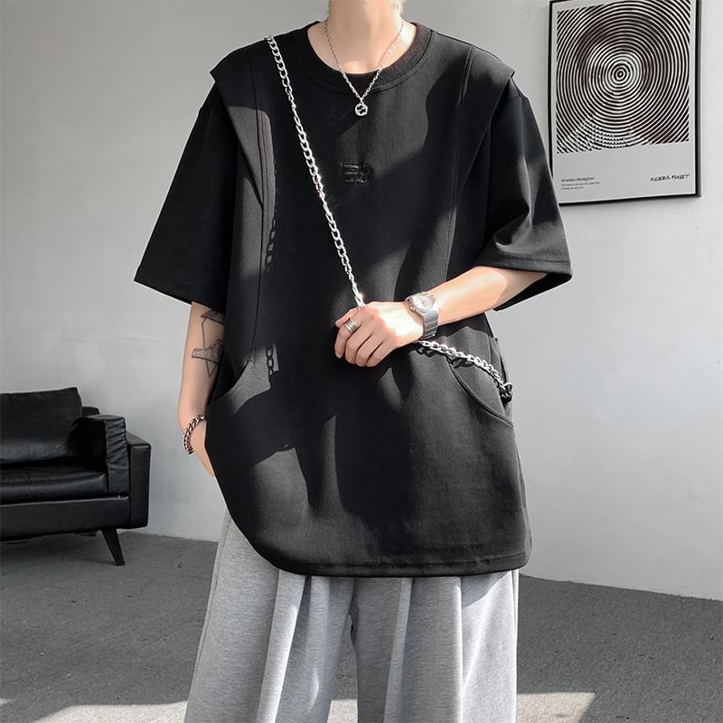 Priam - T-shirt met korte mouwen, ronde hals en effen panelen