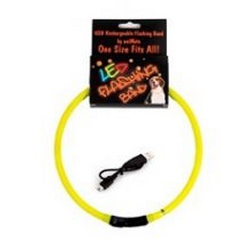 Coleira com anel de luz LED piscante para cães, amarela