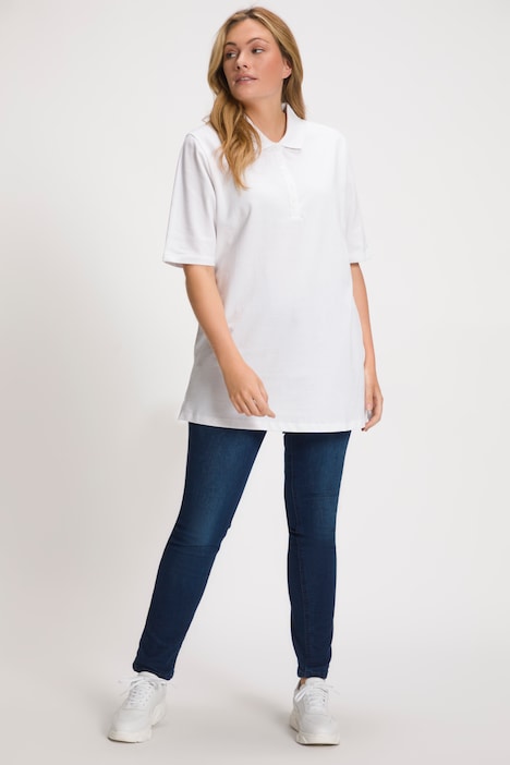 Poloshirt, Piqué, Polokragen, Samt-Knopfleiste, Halbarm
