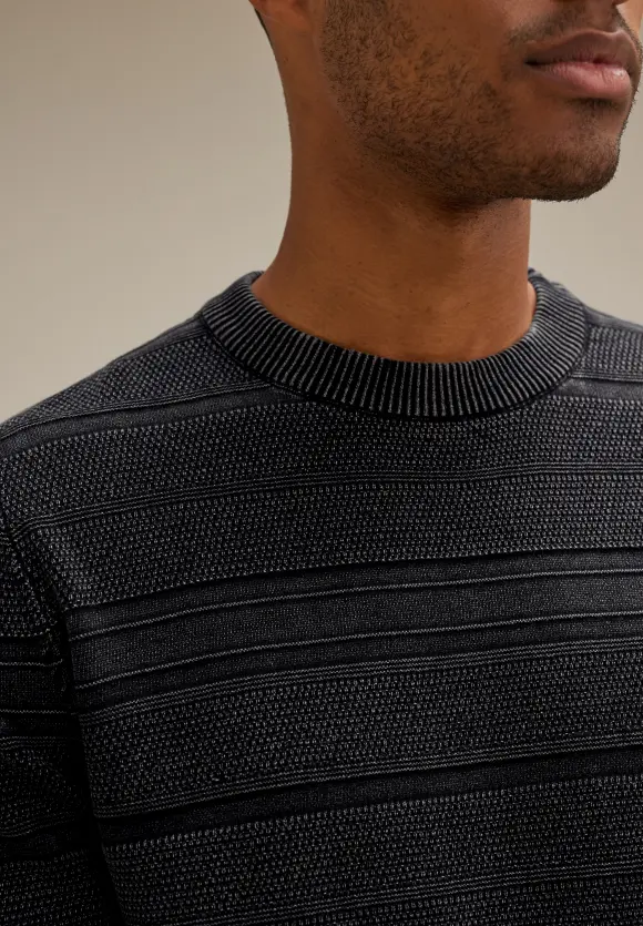 Struktur-Mix Pullover - Black
