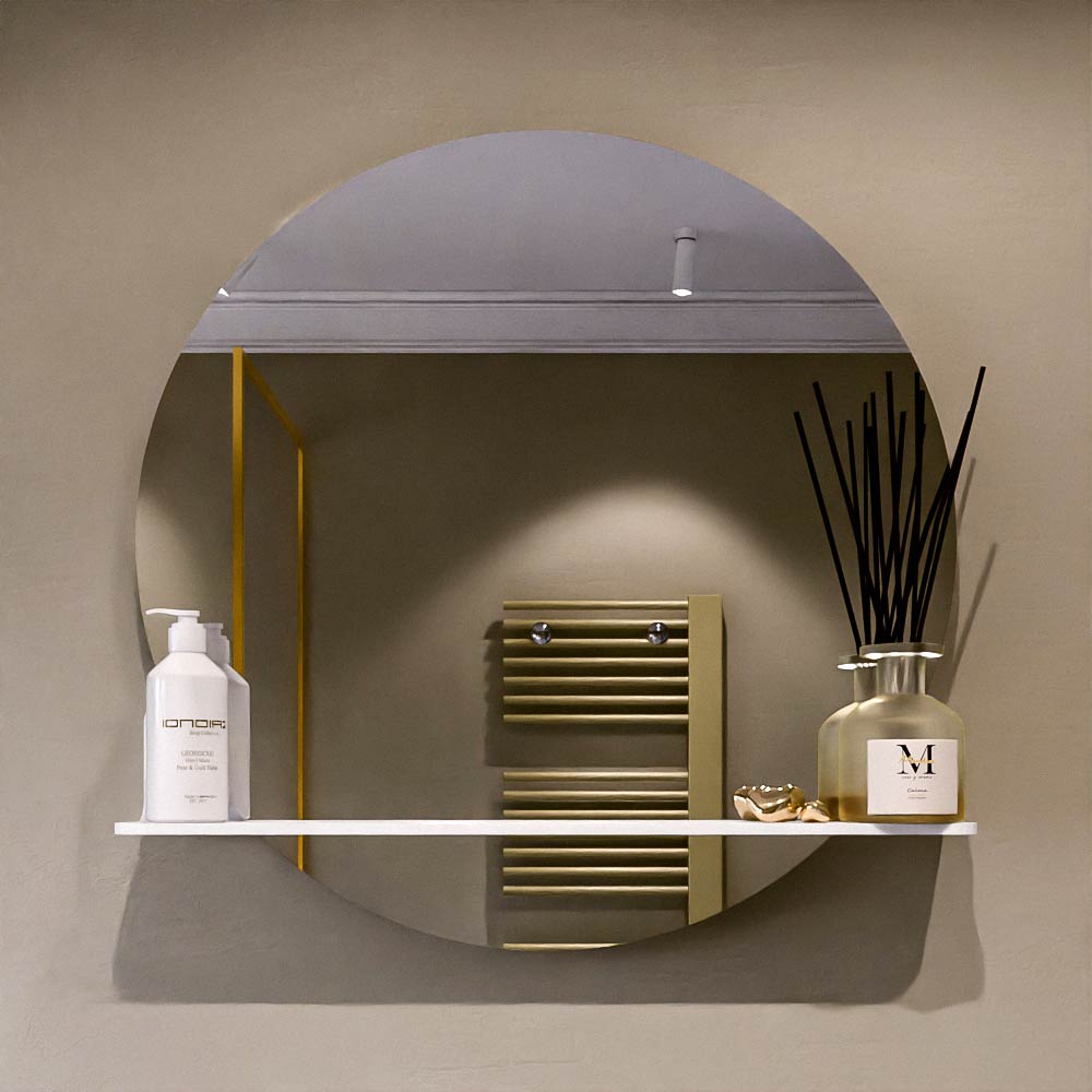 Mondiaz Spot spiegel rond Ø70cm met planchet urban