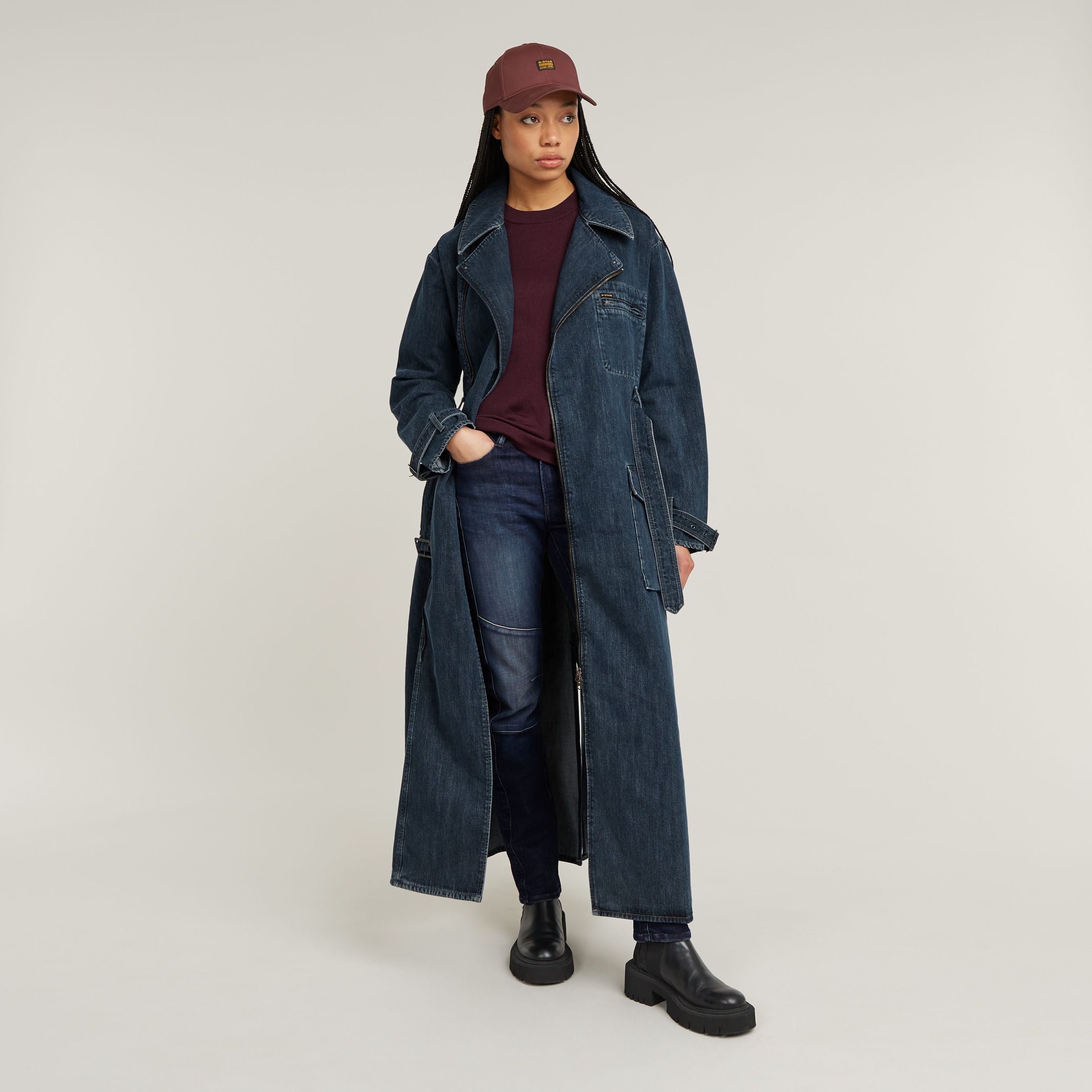 G-STAR Bikerjacke »Long Biker Trench« mit verstellbarem Taillengürtel