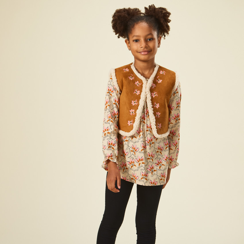 Tunique manches longues imprimé floral pour fille