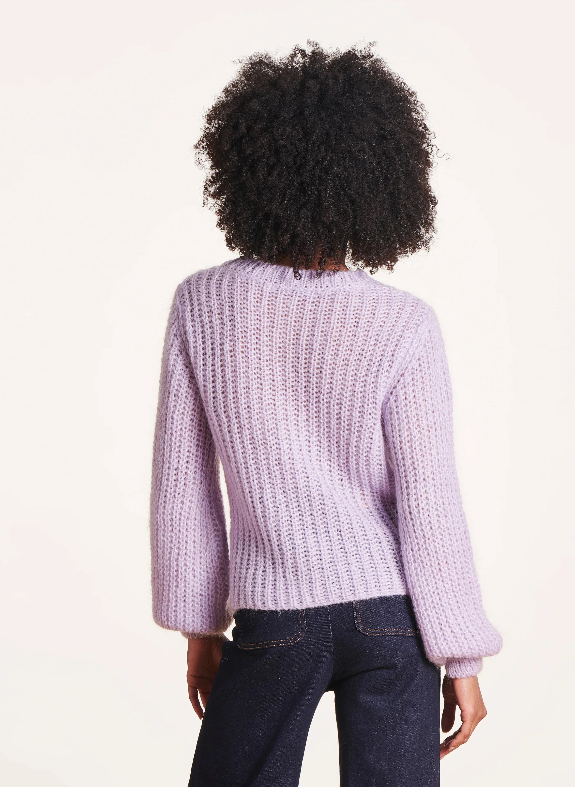 Pull col rond en maille | Violet