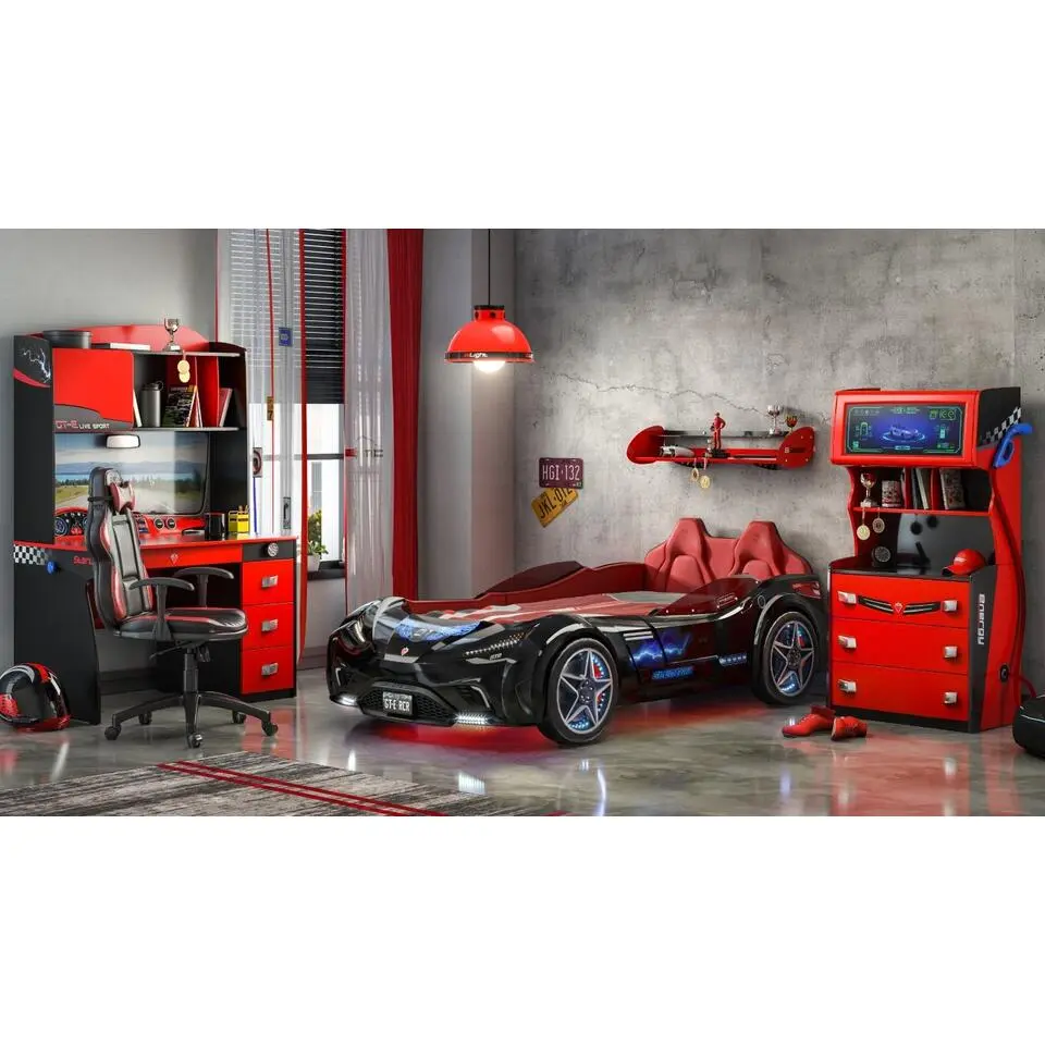 Autobed - GTE Racer - Racebed - Met licht en geluid - 220x127x80 cm - Zwart