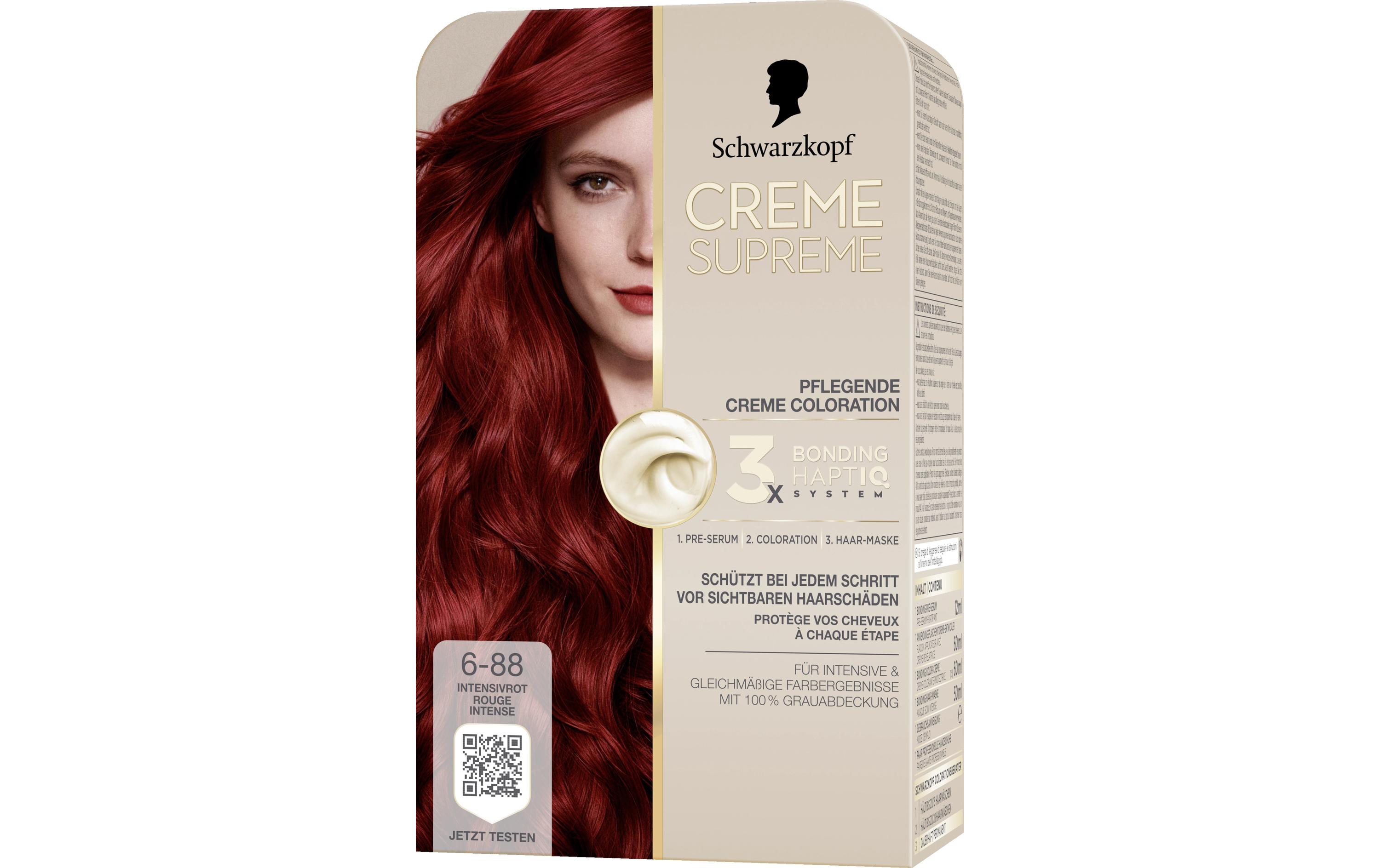 Haarcoloration Creme Supreme 6-88 IntensivrotColoration, schützt das Haar sichtbar vor Haarschäden