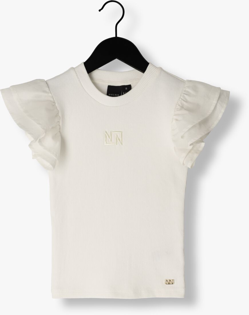 NIK & NIK witte nik & nik t-shirt volant sleeve rib t-shirt