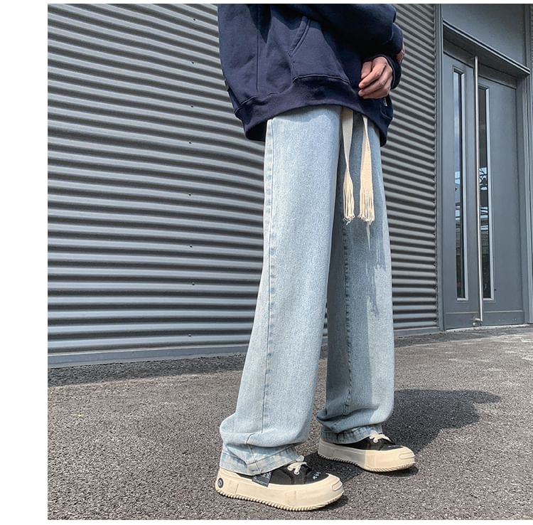 Priam - Gewassen wijde jeans met trekkoordtaille