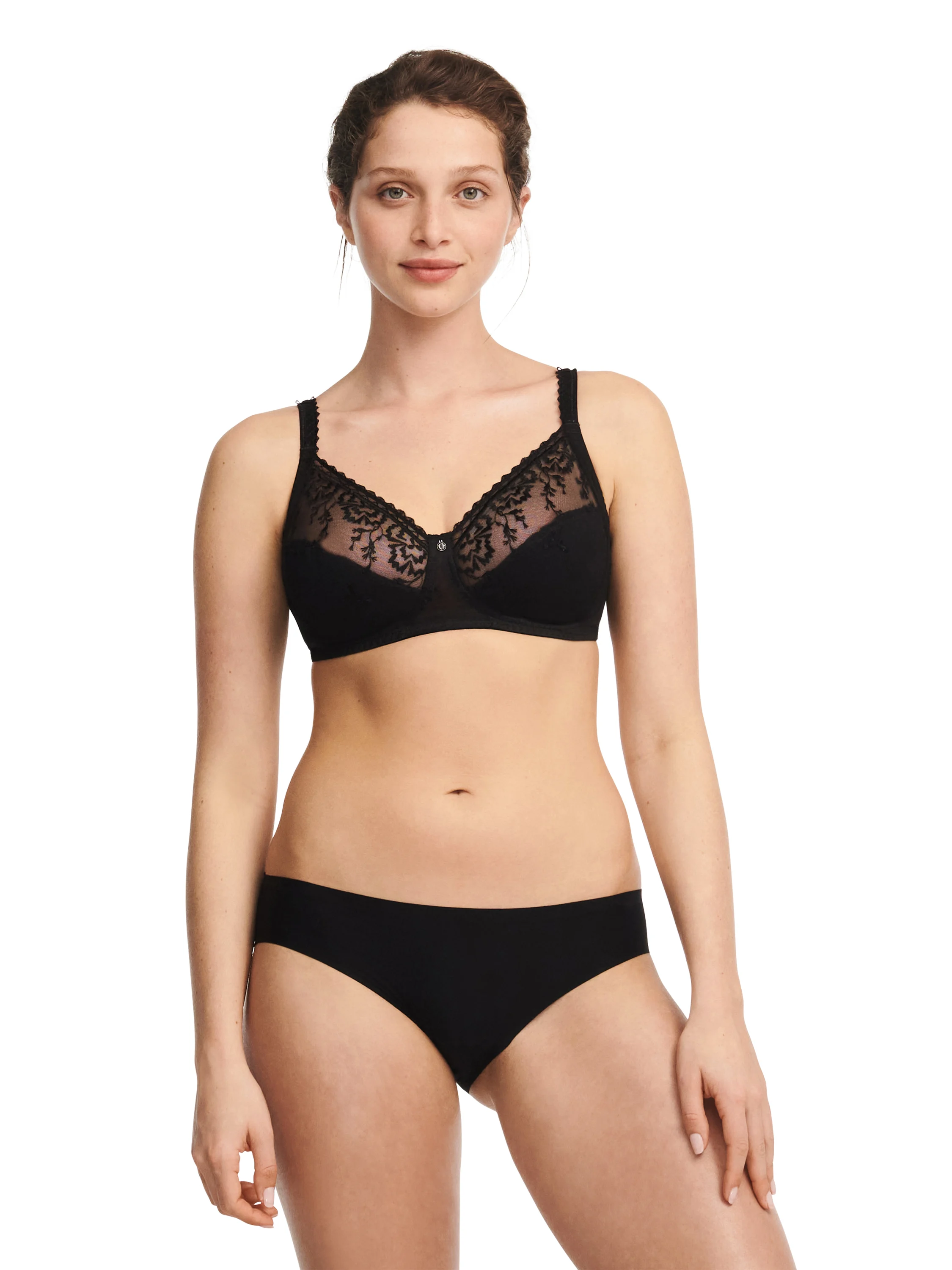 EVERY CURVE - Soutien-gorge sans armature maintien broderie florale | Noir