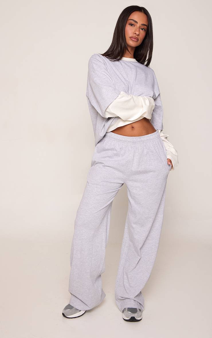 Gris Cendré Pantalon Large Taille Coulissée Petite