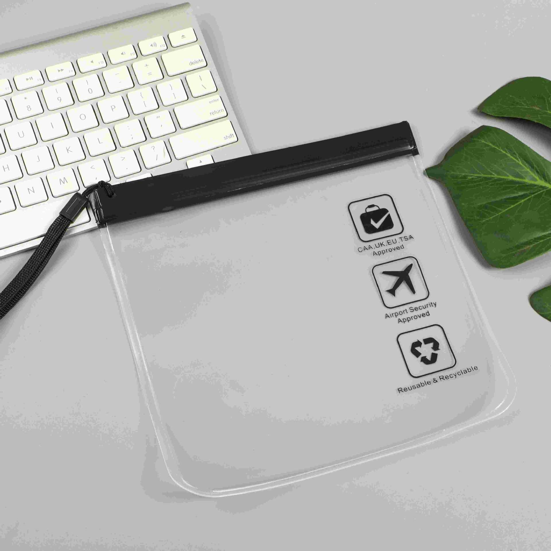 (20x20cm) Kosmetik Reise Handgepäck Flüssigkeiten Necessaire - Transparent / Schwarz