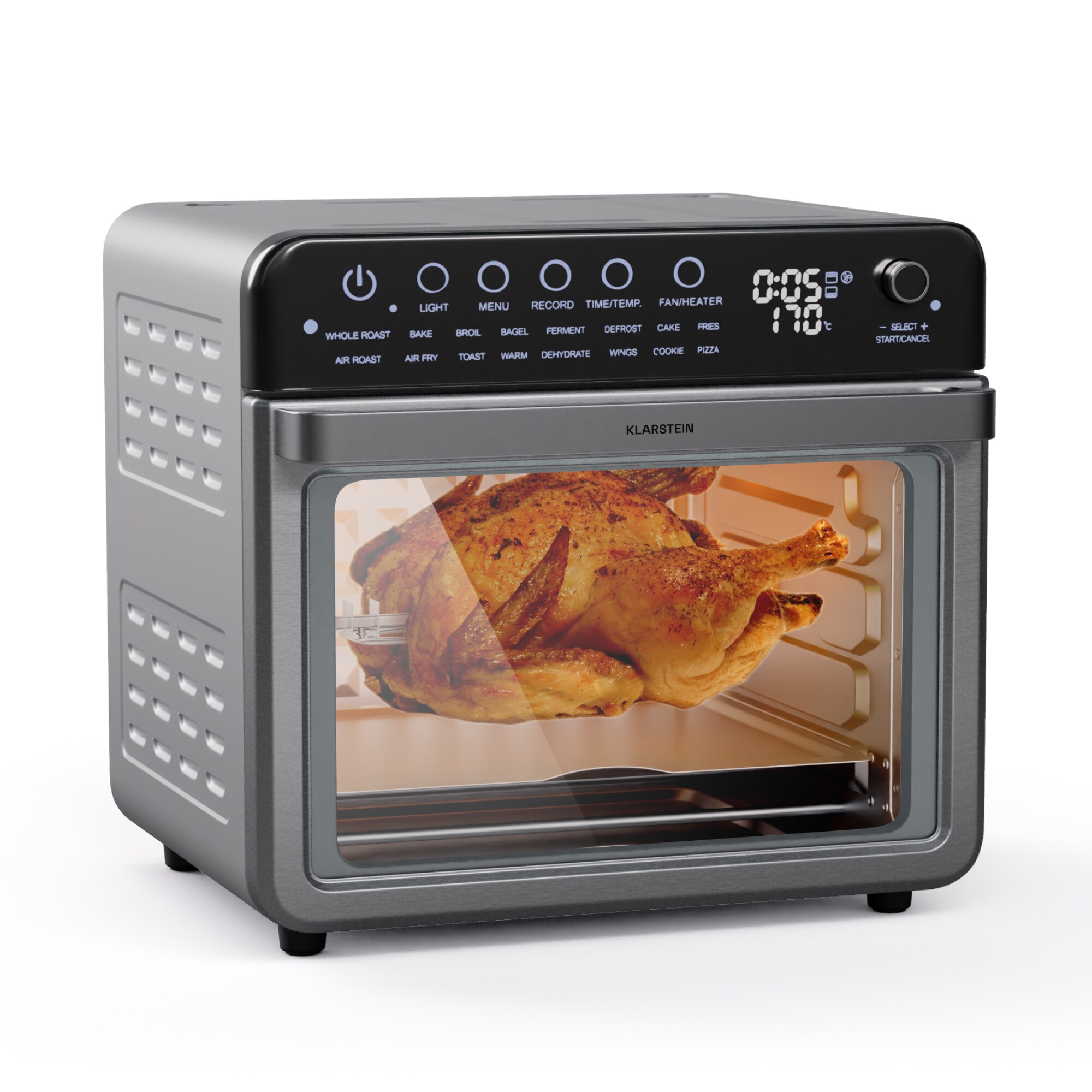 Air Glaze Digital Heißluftfritteuse | 2100 W | 16 Programme | App | 34 Liter | inkl. Zubehörset Edelstahl