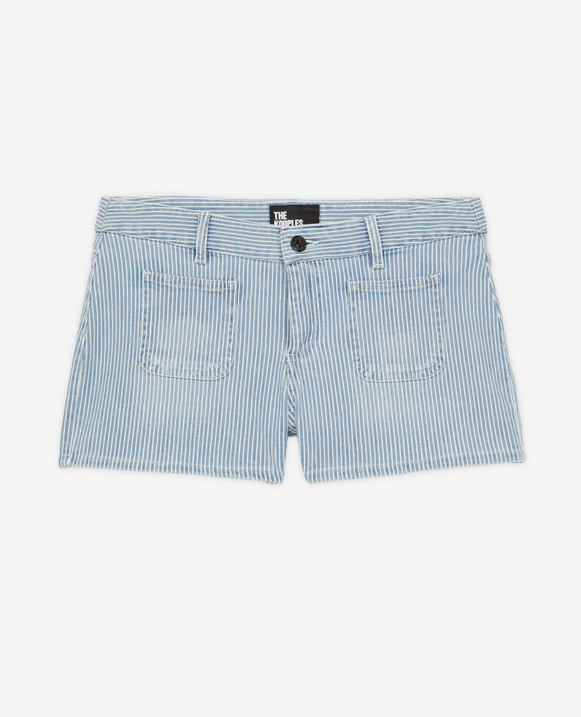 Short en jean à rayures bleues et blanches