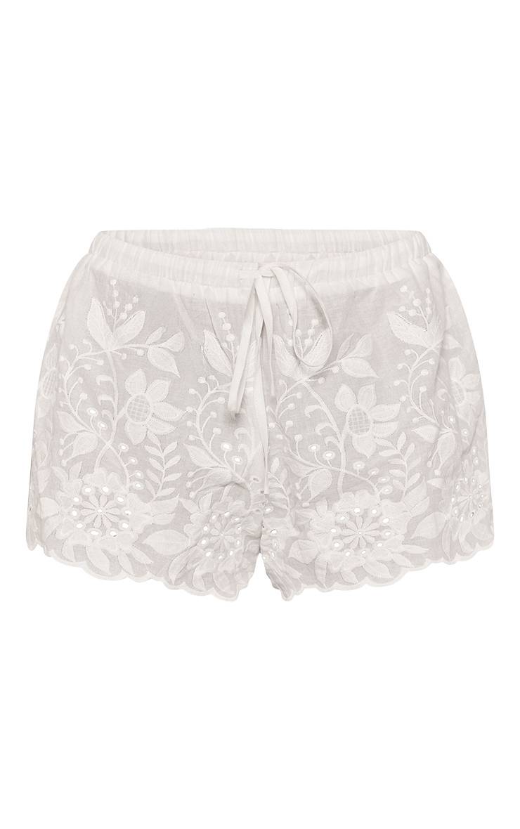 Blanc Ensemble Short Et Top Vaporeux À Broderie Florale