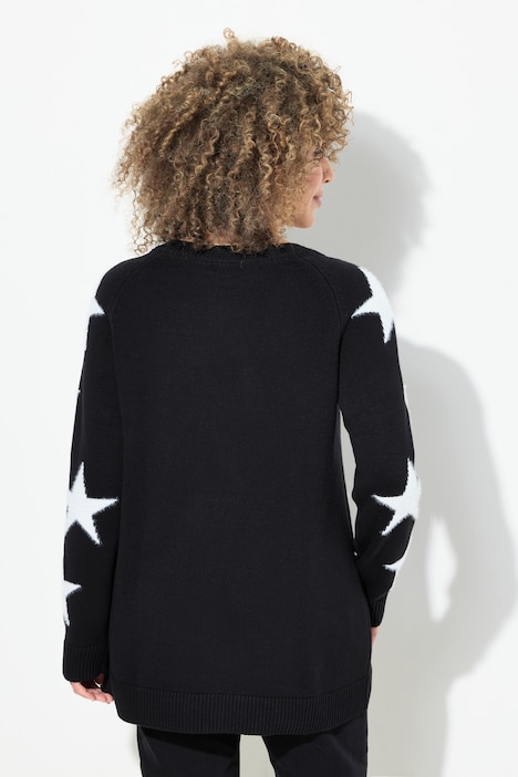 Pullover, Glitzersterne, Rundhals, Raglan-Langarm