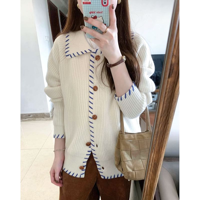 staybabes - Geribbeld vest met kraag, effen contraststiksel