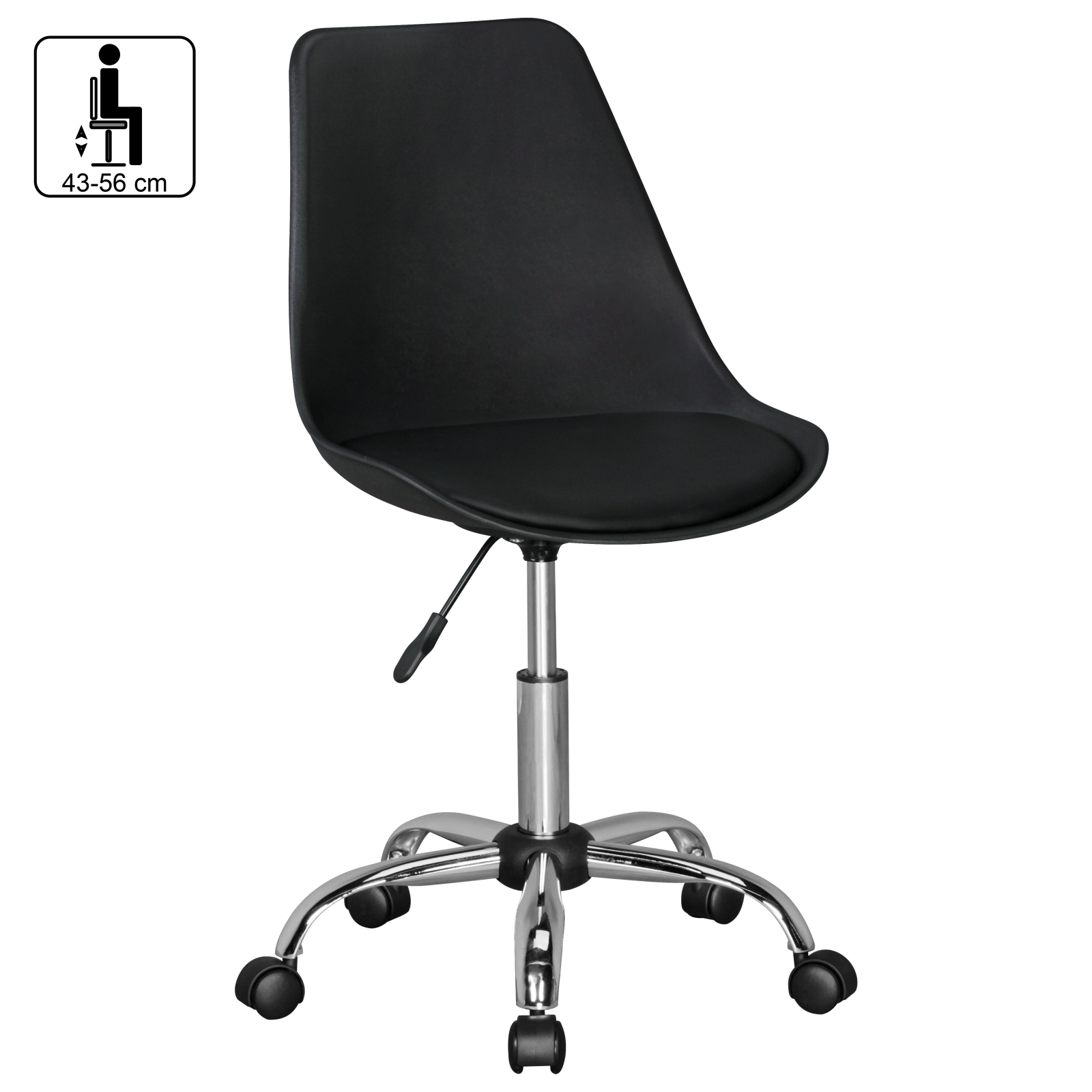 Bürostuhl - schwarz - Kunststoffsitzschale