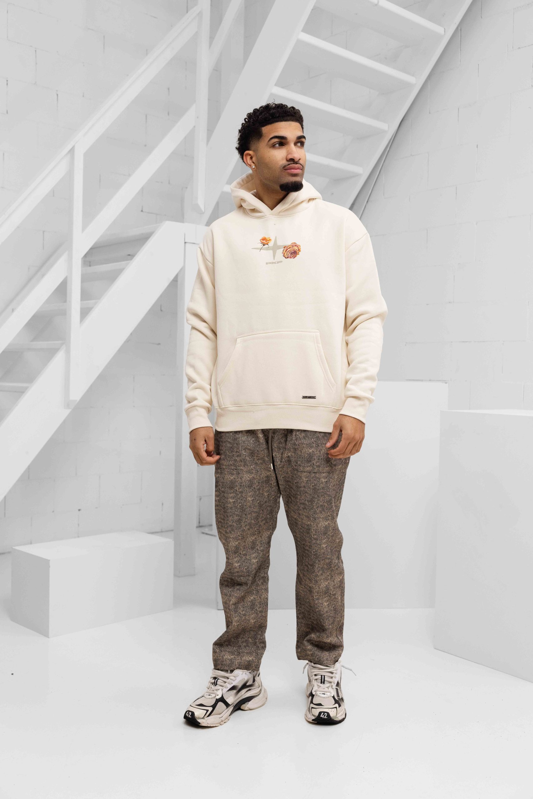 Project X Paris Gothic Roses Hoodie Heren Beige