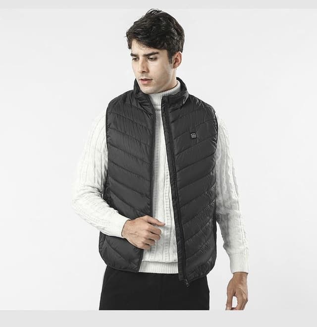 Opvarmet vest/Varmevest med 9 varmezoner vaskbar Sort XL