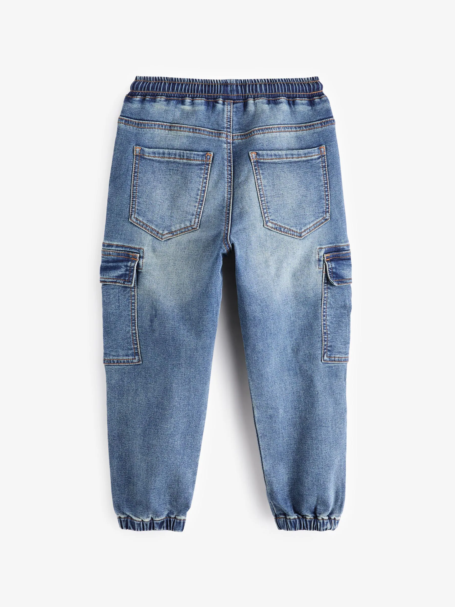 Vintage blauw - Cargo jeans met elastische taille (3-16 jr)