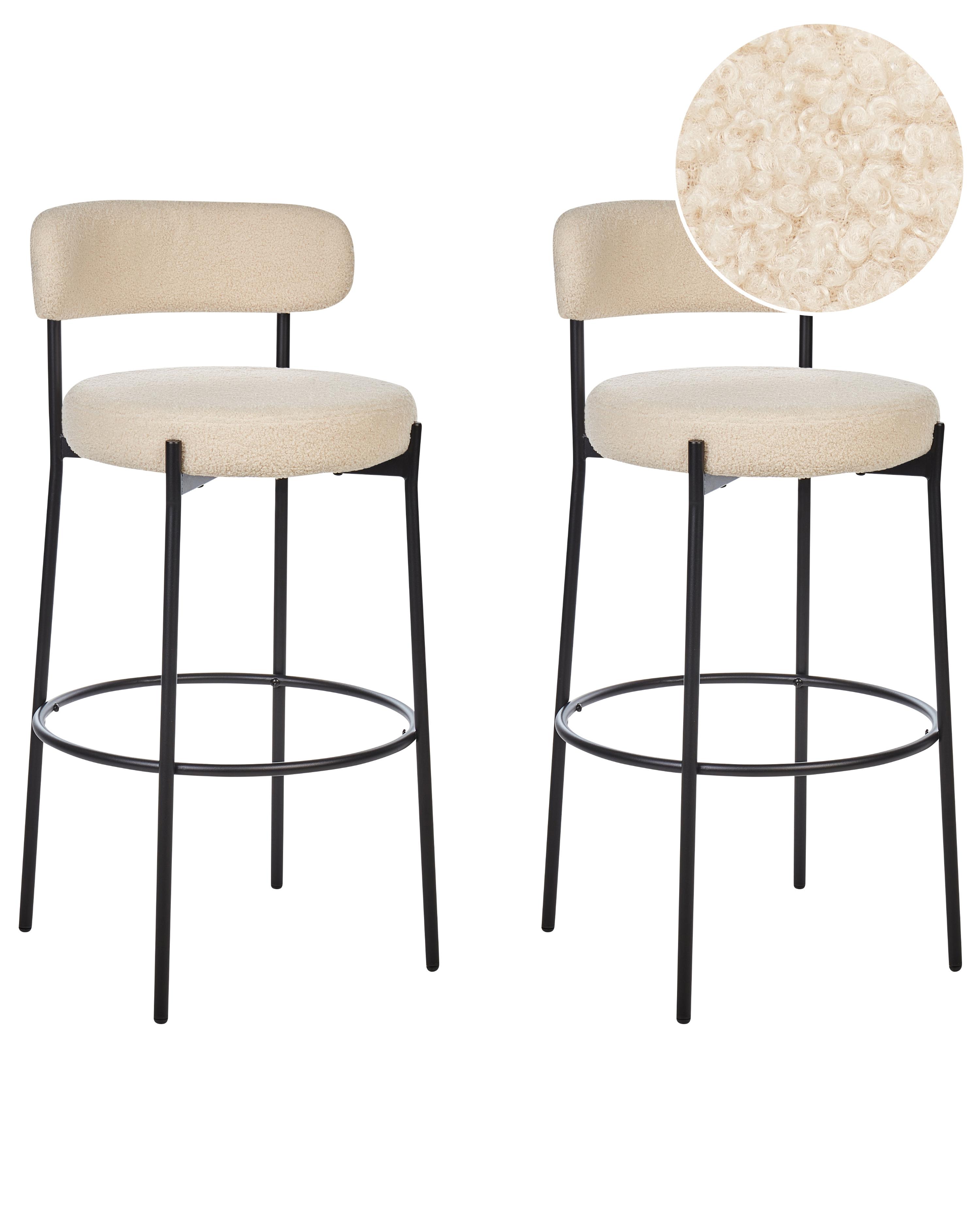 Set van 2 barstoelen ALLISON Bouclé Lichtbeige