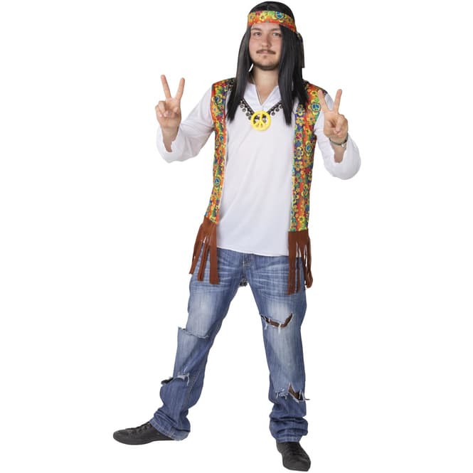 Kostüm - Hippie - 3-teilig - für Erwachsene - verschiedene Größen