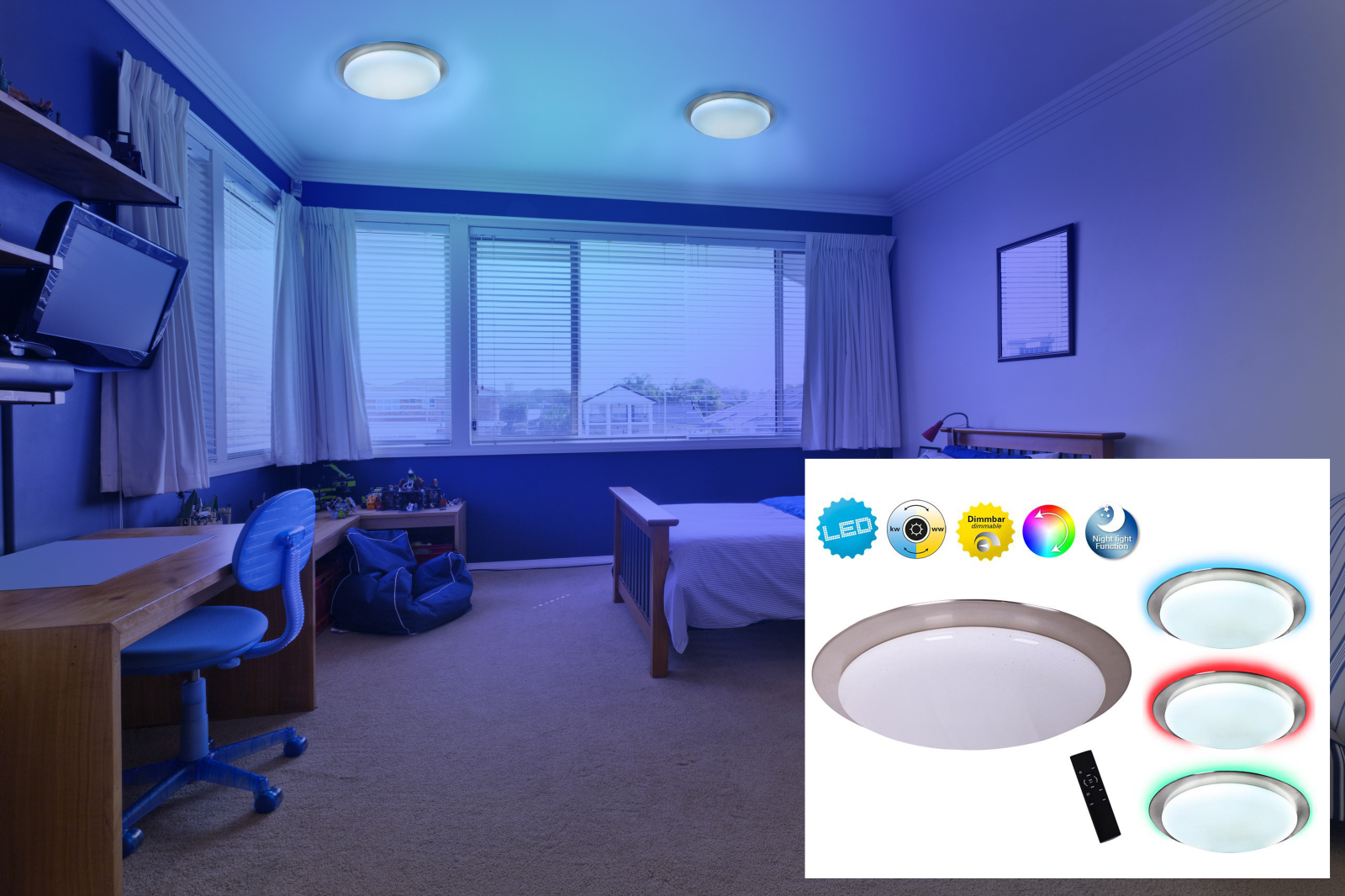 LED-Deckenleuchte TURIN - weiß-alufarben- Ø 42,5 cm