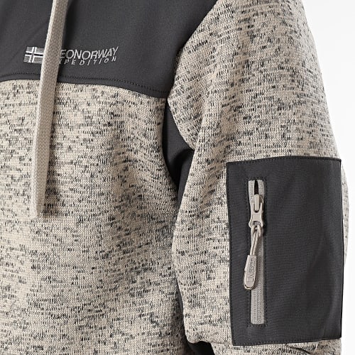 Veste Polaire Zippée Capuche Tjhon Beige Noir