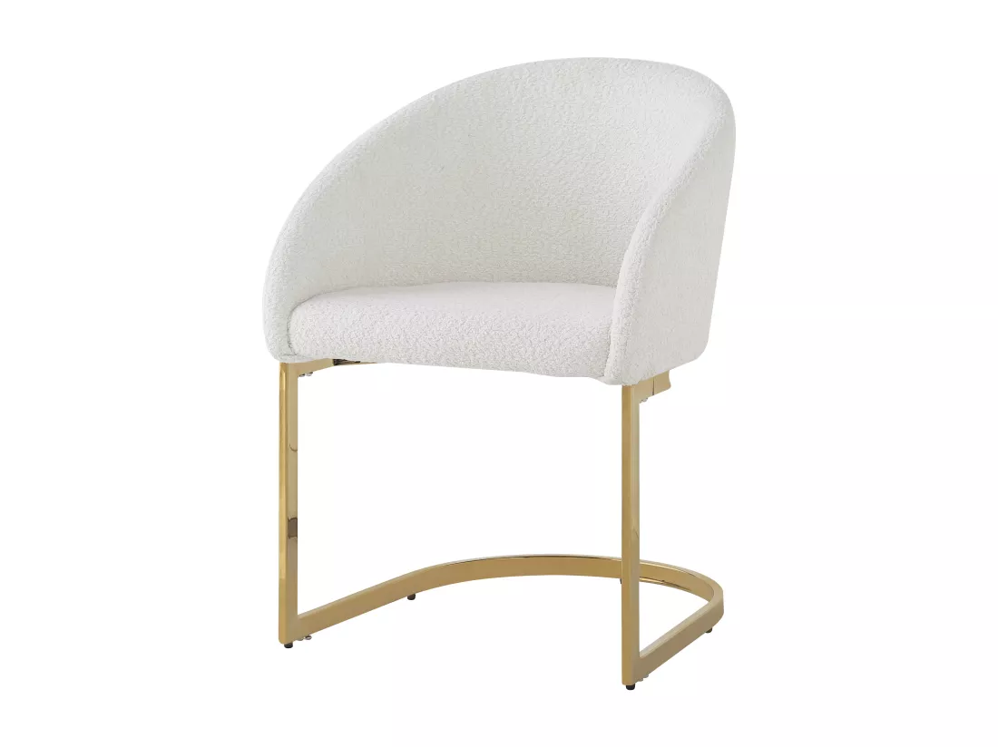 Lot de 6 chaises cantilever en tissu bouclette Beige