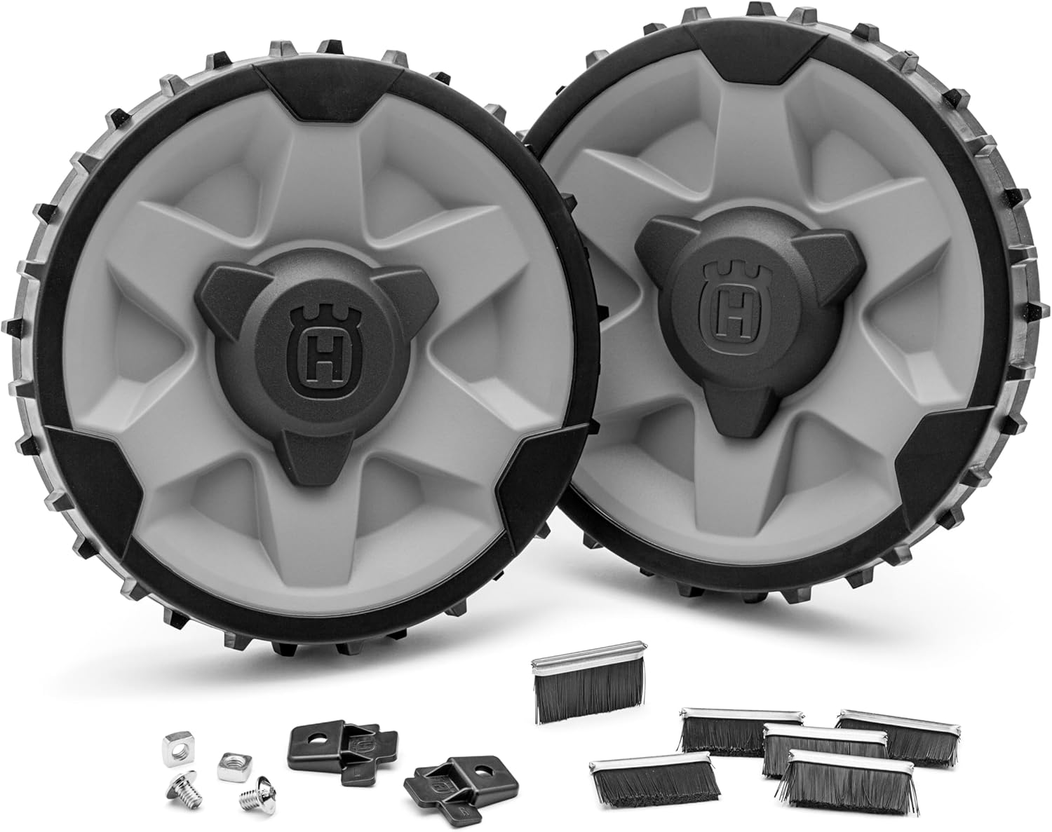 Husqvarna Automower® Terrain Kit mit Bürsten – Passend für Automower® 420, 440, 430X, 450X – Verbessert die Haftung an Hängen und unebenem Boden