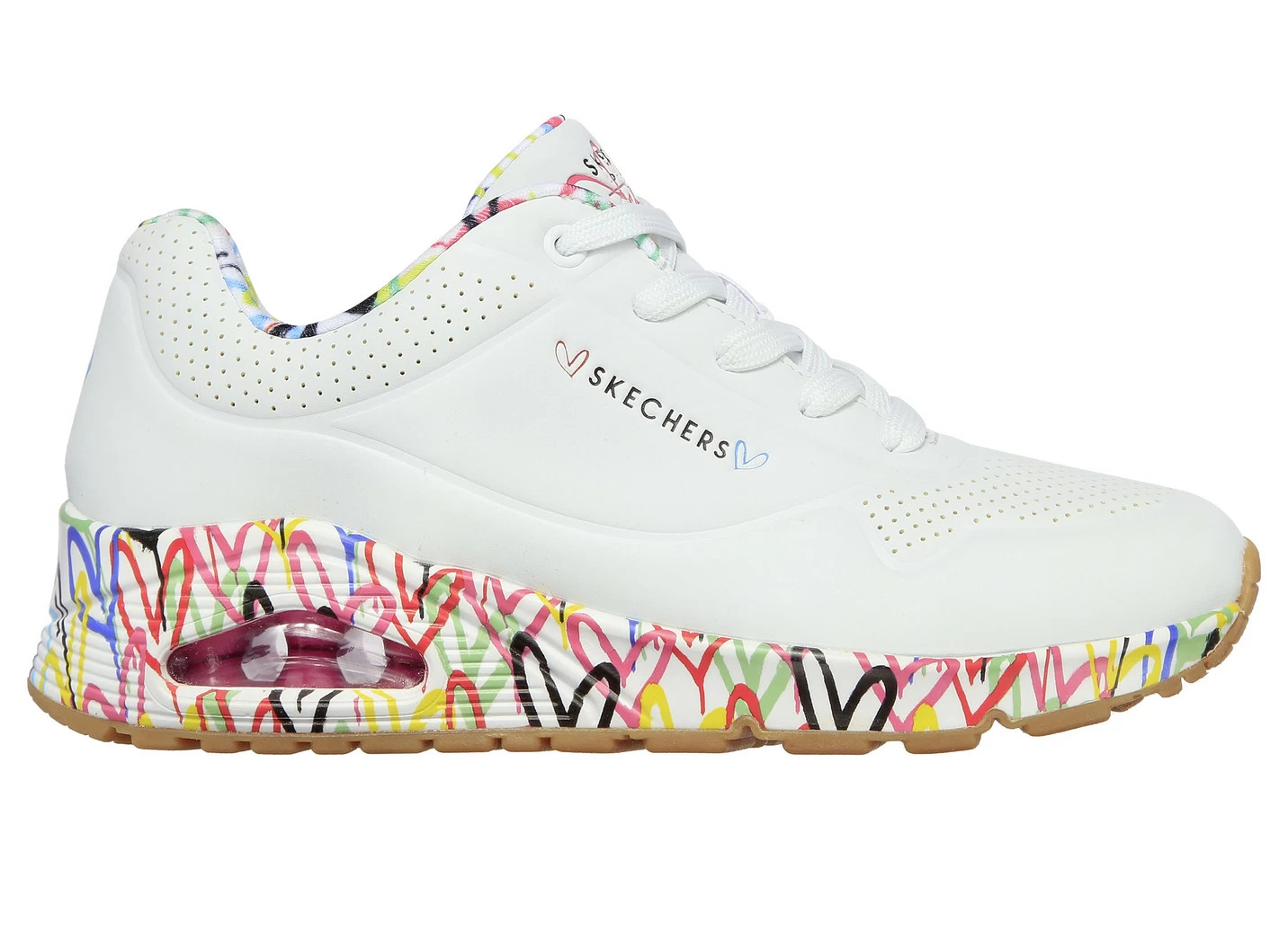 SKECHERS Schnür-Sneaker teilweise mit bunten Herzen bedruckt