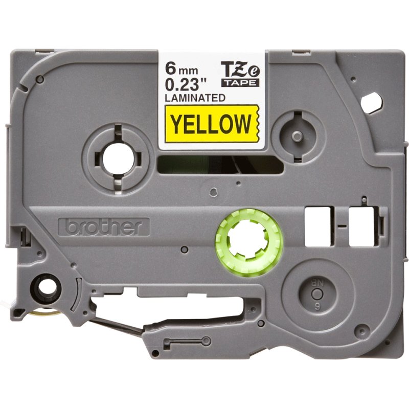 Ruban laminé Brother 6 mm TZE 611 jaune écriture noire