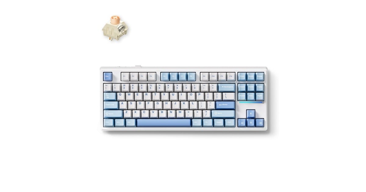 MCHOSEK87 Blue Icy Creamsicle Mechanical, toetsenbord  (Wit/blauw, US lay-out, Kailh Box Icy Creamsicle, 80%, RGB, Hot swap, Double-Shot PBT, draadloos / Bluetooth / USB-C)