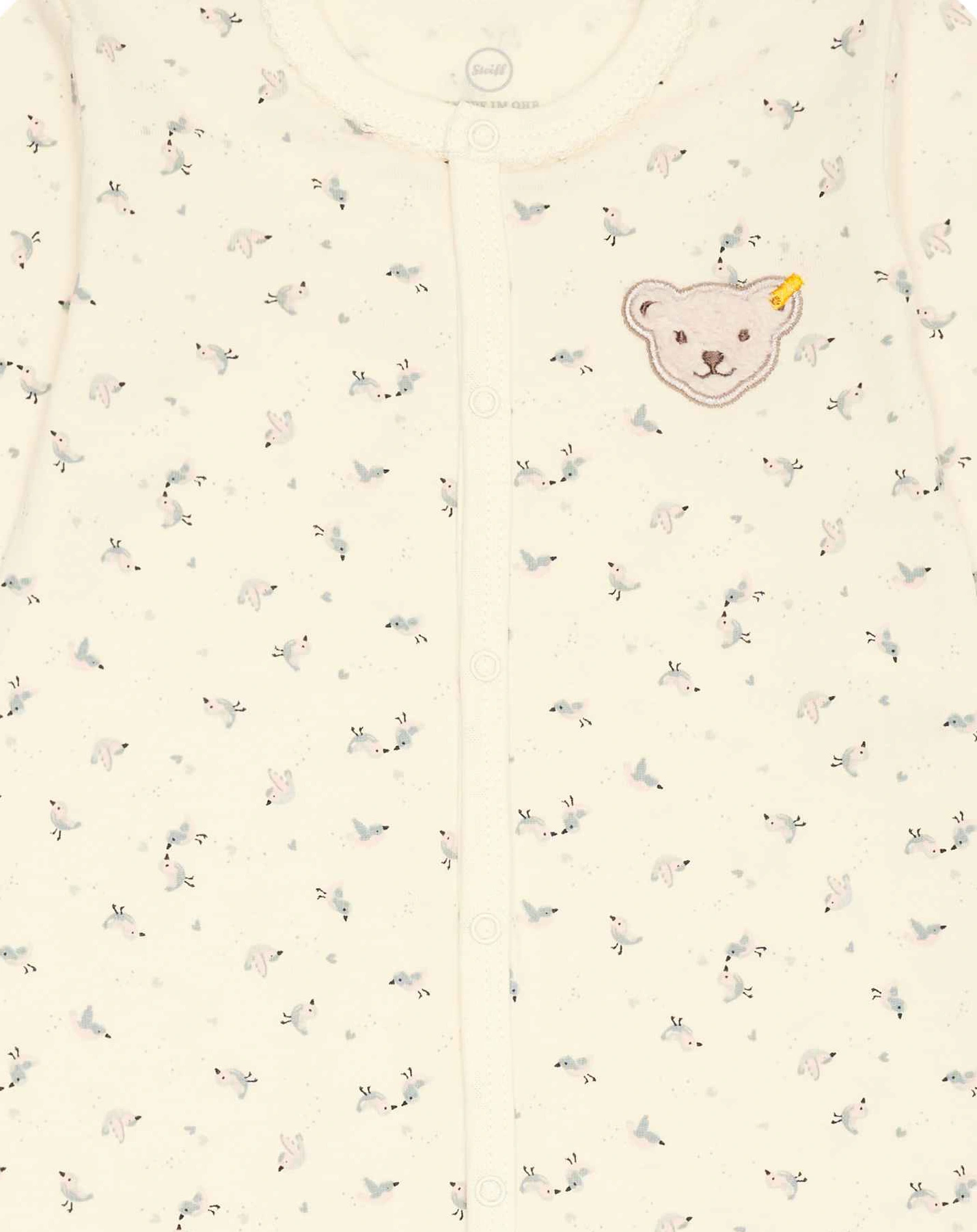 Langarm-Strampler BIRD'S TWITTERING FLOWER in antique white