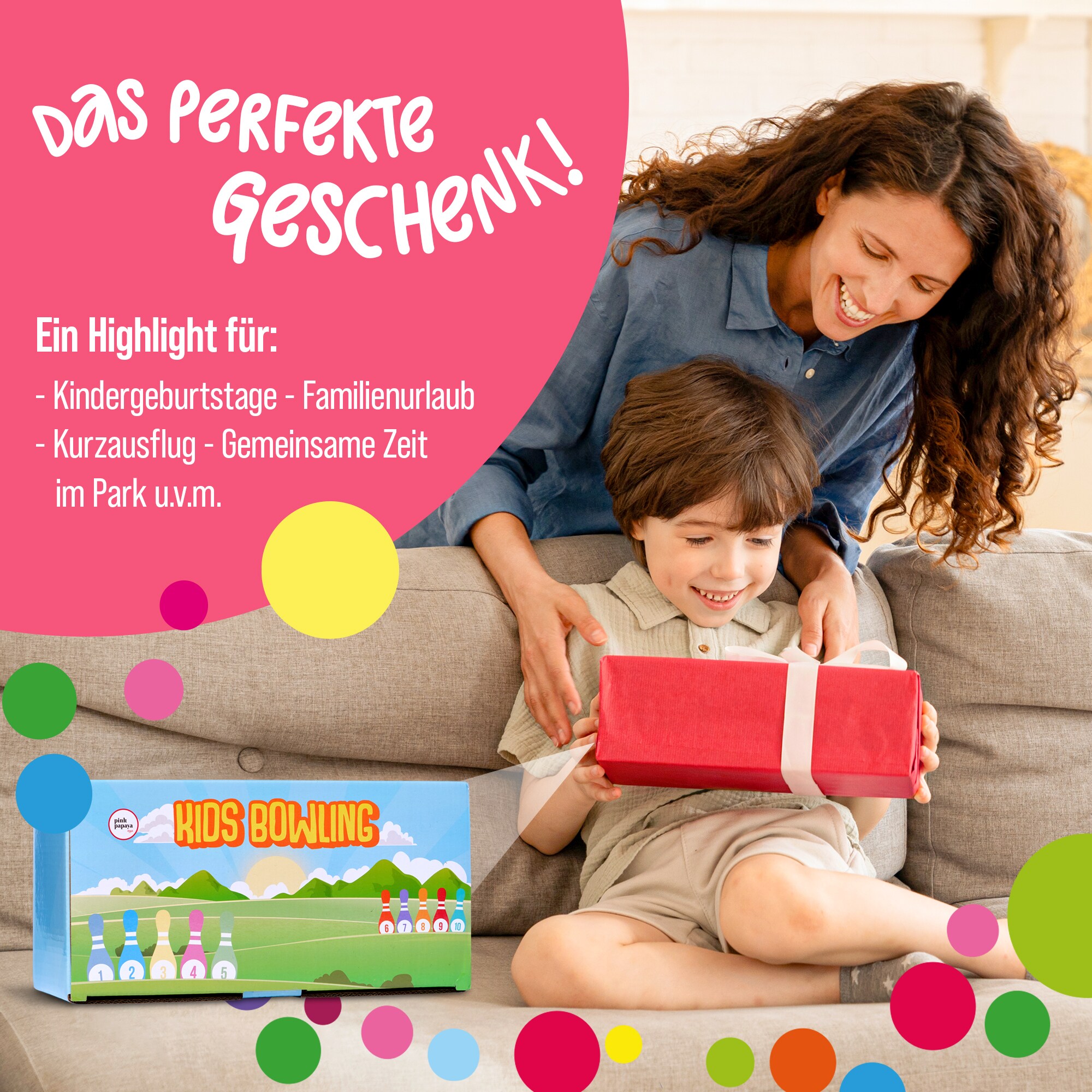 Pink Papaya Kegelspiel für Kinder Kids Bowling Classic XL