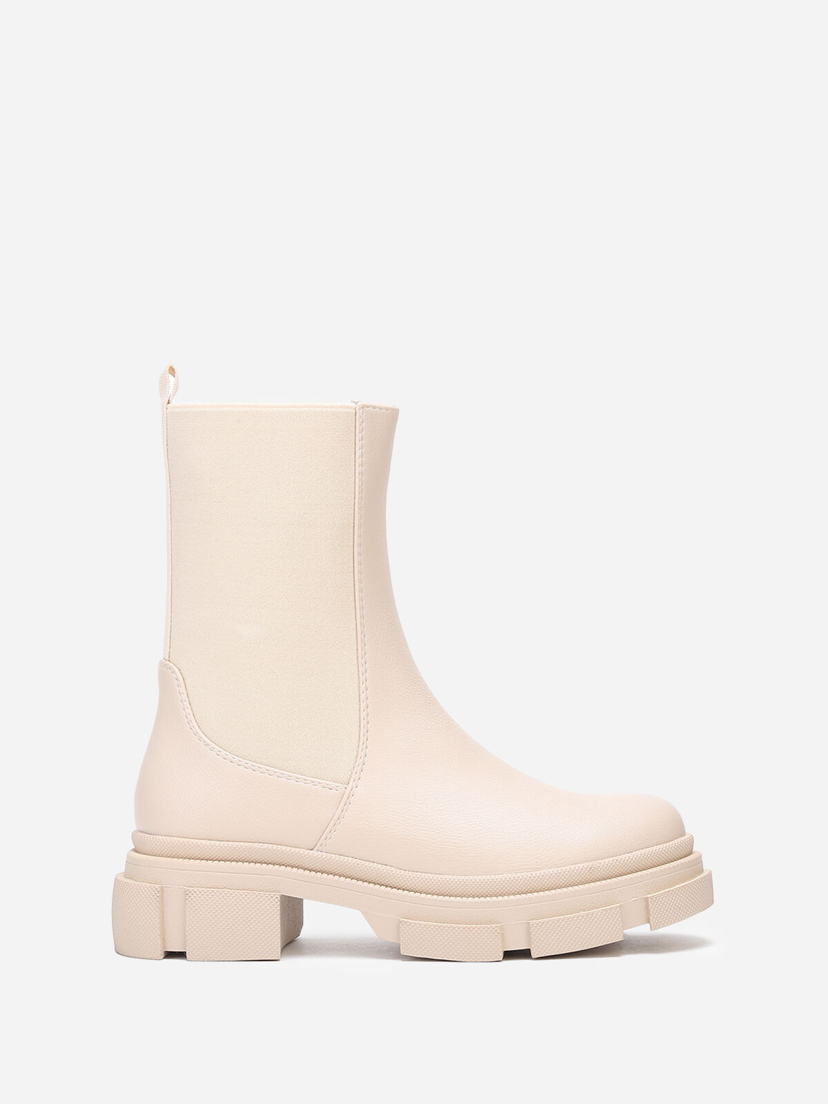 Bottines chelsea stretch et crantées- Beige