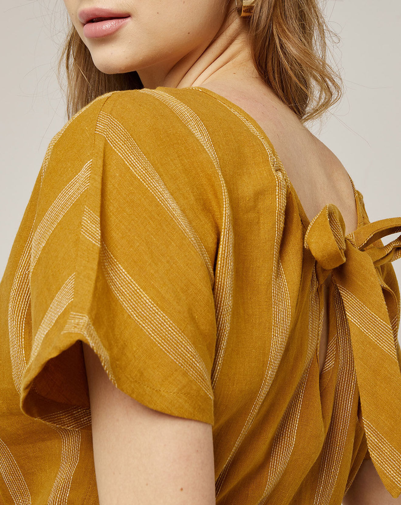See u Soon Robe 100% Lin Zoé rayée ton sur ton jaune